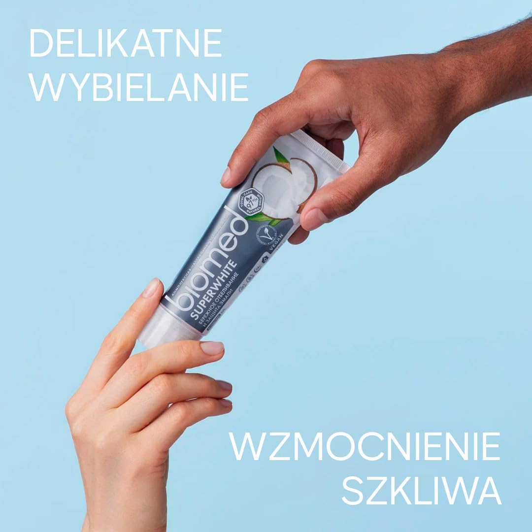 Pasta de dientes natural Biomed Superwhite con coco, pack de 3 unidades - Imagen 5