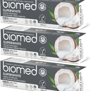 Pasta de dientes natural Biomed Superwhite con coco, pack de 3 unidades