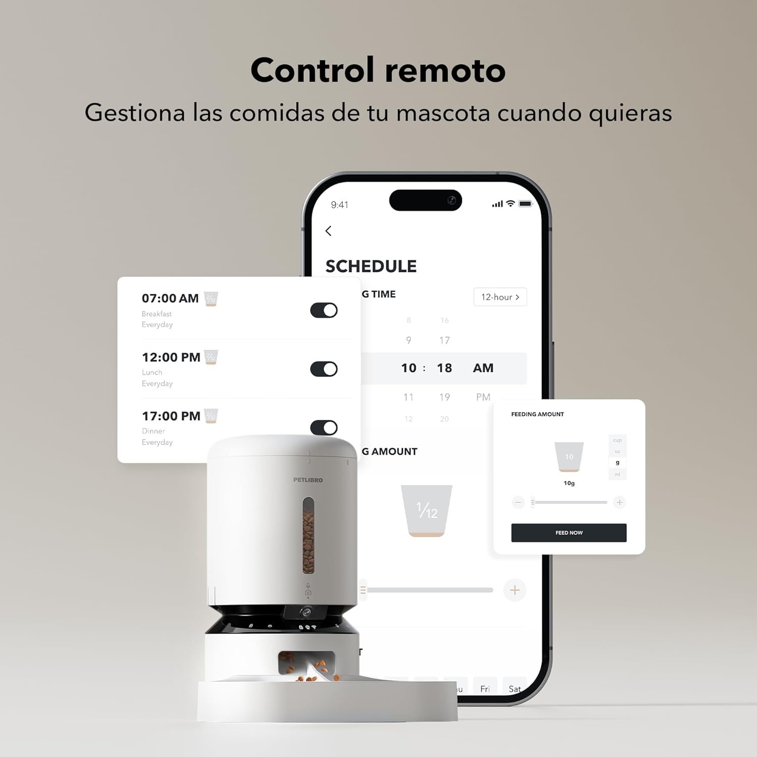 Comedero automático para gatos PETLIBRO con cámara 1080P y control por app - detalle del producto