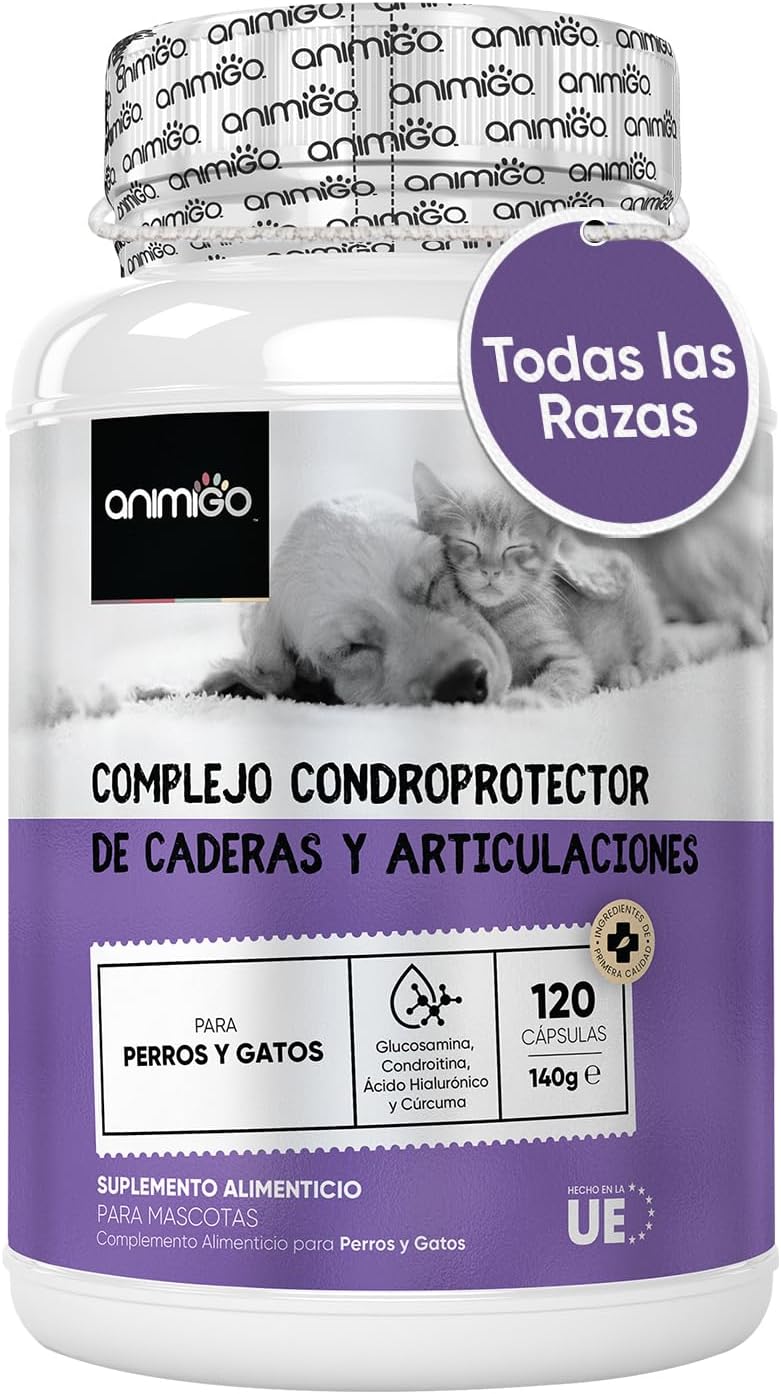 Condo protector para perros y gatos - Condo protector para perros y gatos con glucosamina y cúrcuma - 120 cápsulas