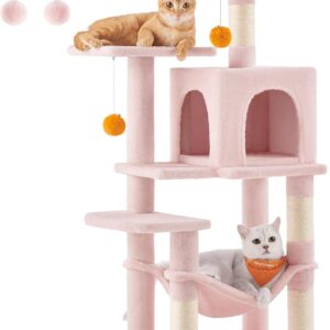 Rascador para gatos Feandrea multijuegos - Rascador para gatos Feandrea multijuegos con hamaca y cueva rosa