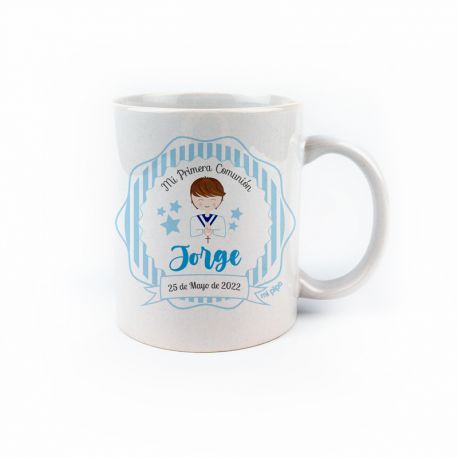 Taza Personalizada Comunión Niño – Cerámica o Plástico, Regalo Único Bebé